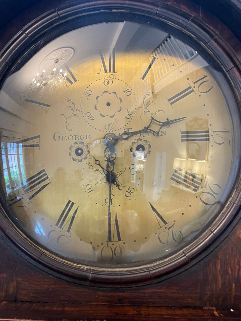 Rare 18th Century Large Antique George III Quality Oak Dresser with Rack and Longcase Clock - Image 15